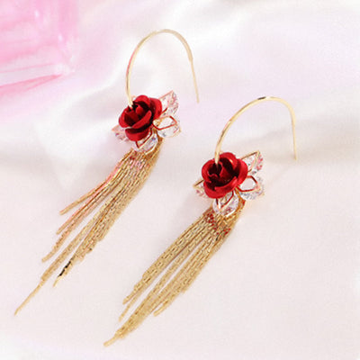 Boucles d'oreilles roses à franges élégantes et stylées